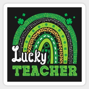 Lucky Teacher St. Patrick's Day Teacher Lucky Shamrocks Rainbow Sticker